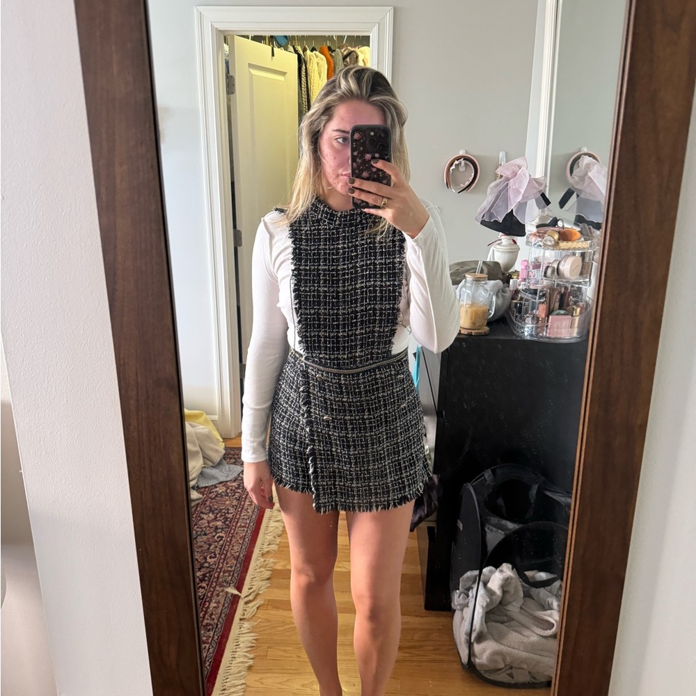 Zara tweed romper size S (does not come with white shirt underneath)